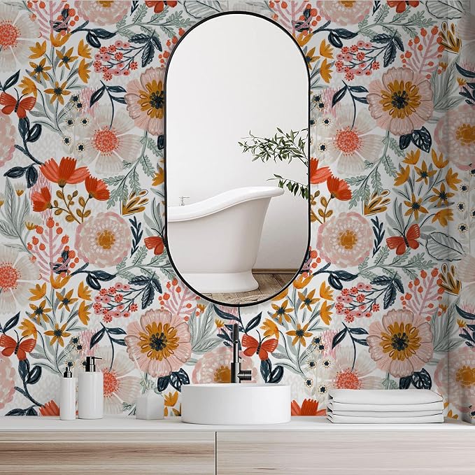 HAOKHOME Boho Peel and Stick Wallpaper Floral Wall Paper Removable - Image 4