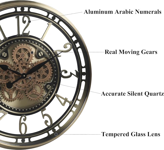CLXEAST 28 Inch Large Moving Gear Wall Clock - Image 3