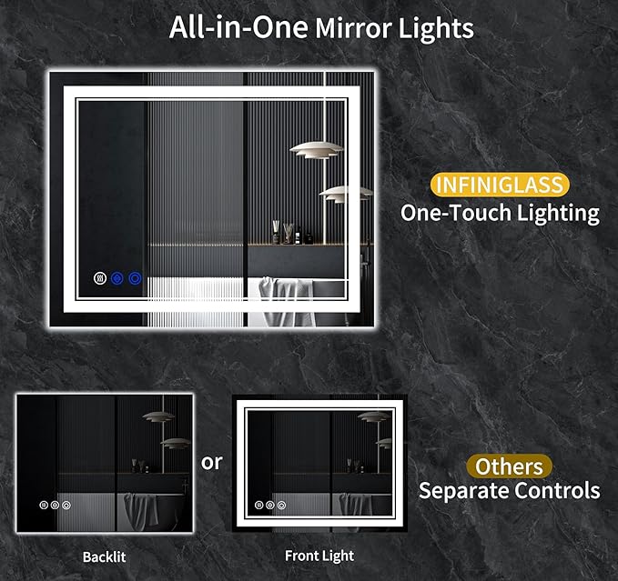 48"x24" LED Bathroom Mirror - Image 2