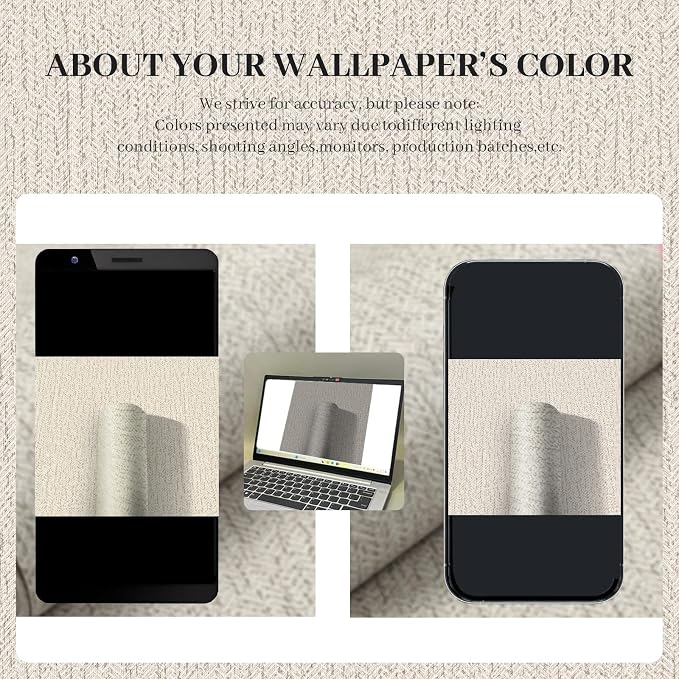 Grasscloth Peel and Stick Wallpaper Gray Faux Linen Contact Paper 15.7inch x - Image 9