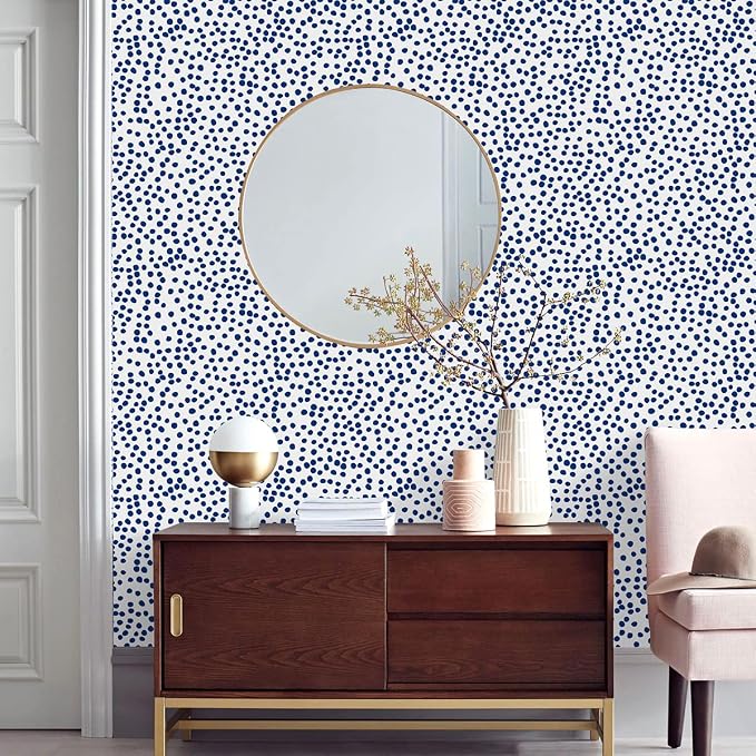 Jeweluck Blue Polka Dot Peel and Stick Wallpaper Blue and White Contact Paper - Image 6