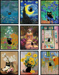 9Pcs Funny Black Cat Wall Art Cats in Famous Paintings Posters Prints Vintage by LOARTVEART