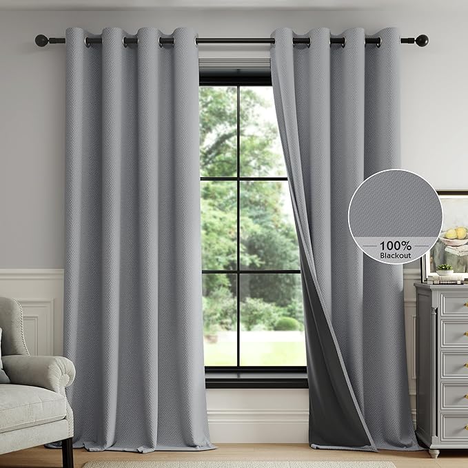 FMFUNCTEX 100% Dark Grey Blackout Curtains by Fmfunctex