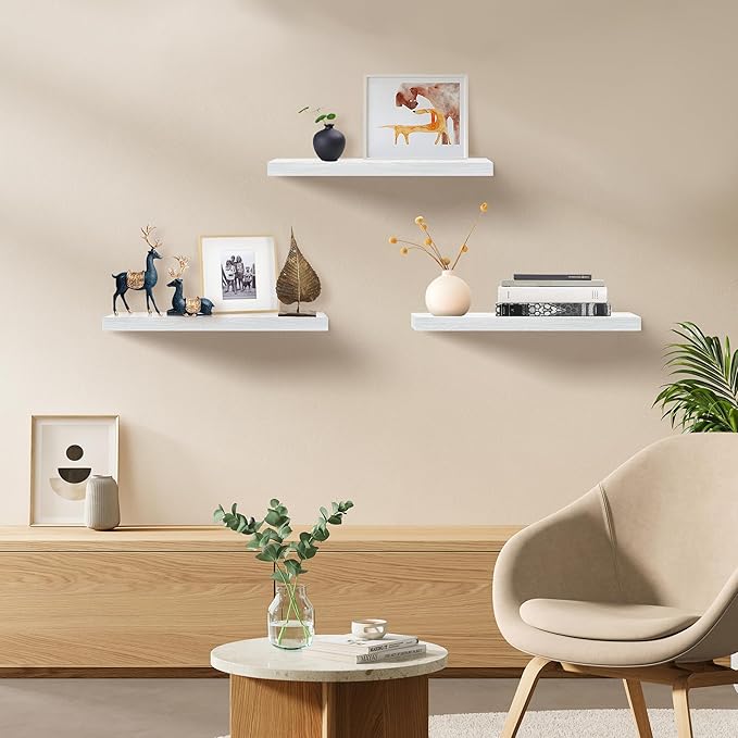 Upassion Floating Shelves for Wall Set of 3, Frame Display White Floating Shelf - Image 2