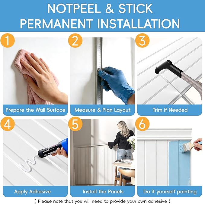PS Wainscoting Wall Panel Kit, Paintable Waterproof PS Panels - Image 4
