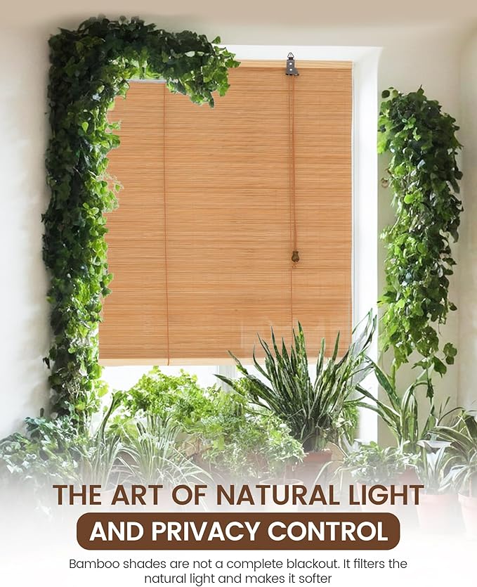 35" Wx72 H Bamboo Blinds Roller Shades - Image 8