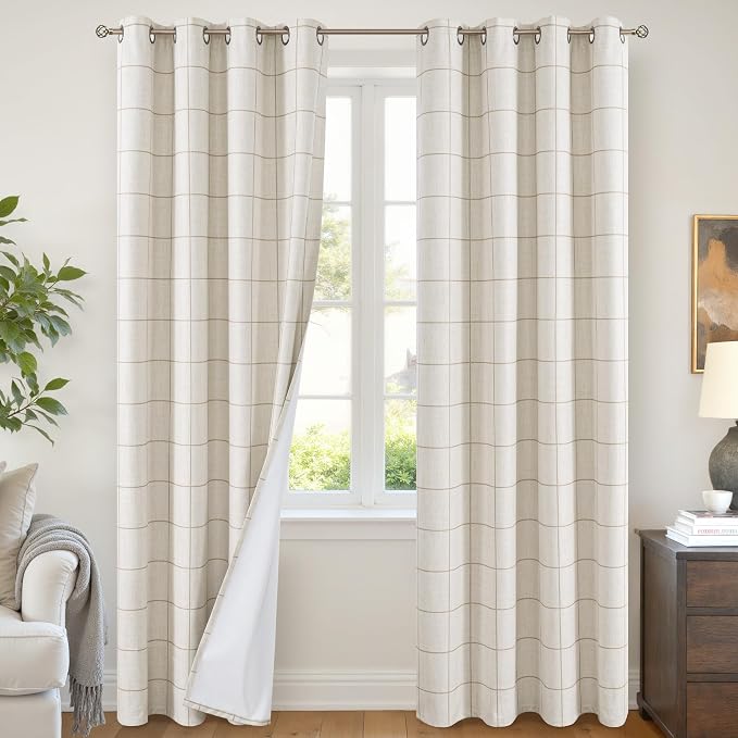 Lajode Linen Blackout Curtains for Living Room by Lajode