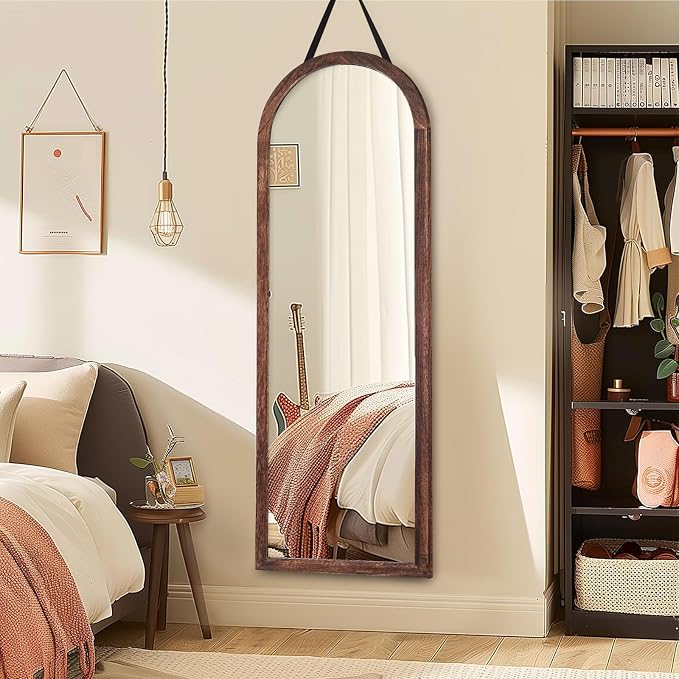 16"x48" Arched Full Length Mirror Solid Wood Wall Mirror - Image 9
