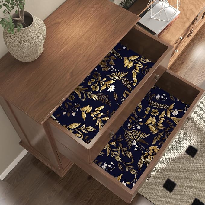 Extra Long Dark Navy Vintage Floral Wallpaper 17.5In x 393In Boho Peelable - Image 3