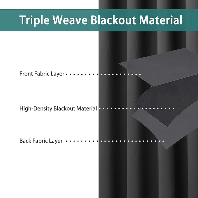 BONZER Extra Wide Room Divider Curtain Total Privacy Wall Grommet Top Thermal - Image 2