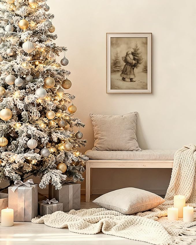 VIYYIEA Framed Wall Art for Living Room, Santa Claus Delivering a Christmas - Image 3
