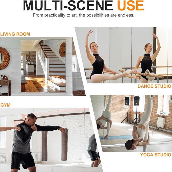 Delma Home Gym Mirror, Large Full Body Tempered Glass Frameless, Wall-Mounted - Image 6