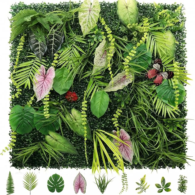 Artificial Grass Wall Panels, UV-Anti Fake Greenery Plant Boxwood Panels by Unknown