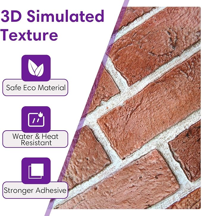 3D Faux Brick Wall Panels Peel and Stick, Small Brick-Look Textured Wall Sticker - Image 4