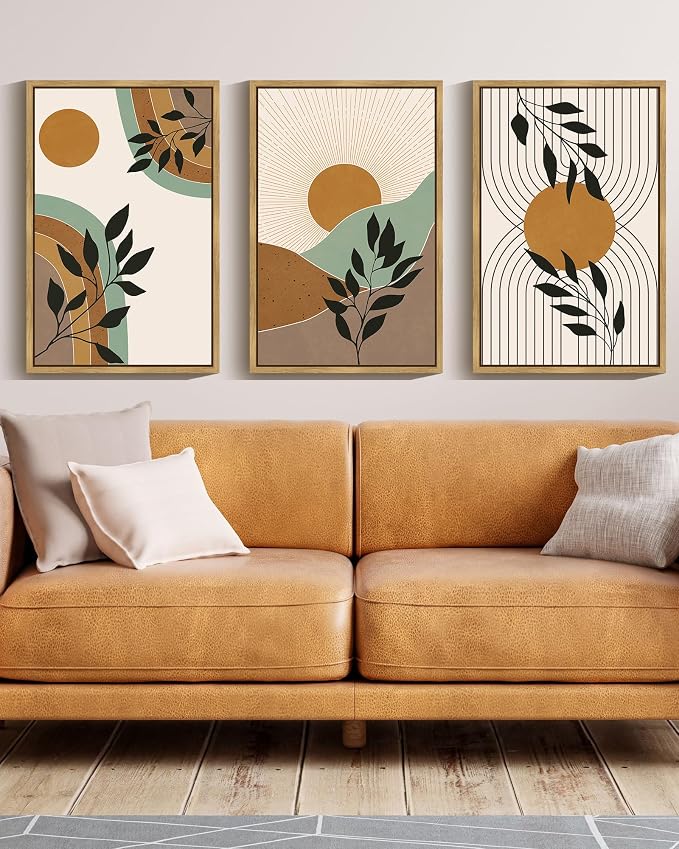 PHOPAGO Boho Wall Art Sage Plant Botanical Framed Wall Printing Large 16x24in by PHOPAGO