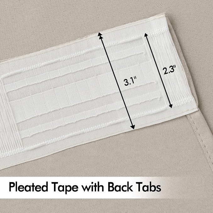 MIULEE Natural Back Tab Blackout Curtains 108 Inch Long 2 Panels Set - Image 4