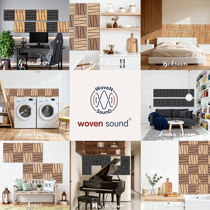 WoveN SounD Artisan Acoustic Wall Panels, 16 Pack 12x12 Inch, PVC Wood Grain - Image 5