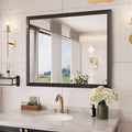 Amorho Bathroom Mirror Black, 44x36 Inch Thick Metal Framed Wall Mirrors by Amorho