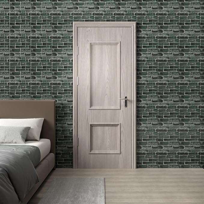 3D Wall Panels Peel and Stick in Green，20 PCS XPE Foam 3D Wallpaper, Faux Brick - Image 6