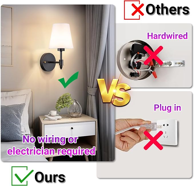 YHCDLAMP Battery Operated Wall Sconces Set of Two, Rechargeable Wireless Wall - Image 6