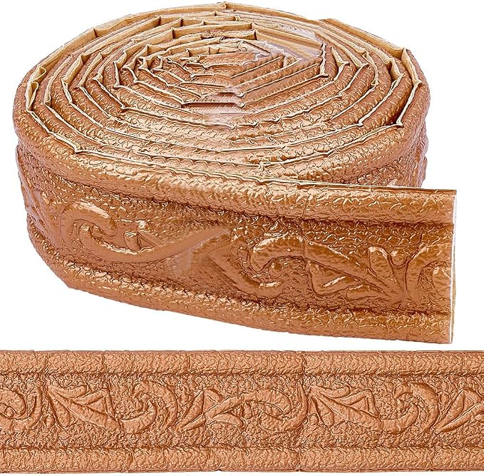 CRASPIRE 90x1.8in Peel Stick Foam Crown Molding Baseboard Trim Bronze Self by CRASPIRE