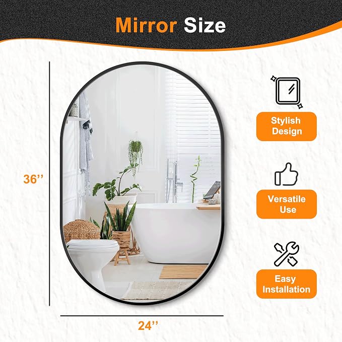 Bathroom Vanity Mirror for Wall, Living Room, HD Tempered Glass, Wall Mounted - Image 7