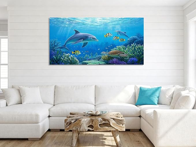 Ardemy Ocean Life Wall Art 40"x20" Picture, Waterproof Canvas Print - Image 4
