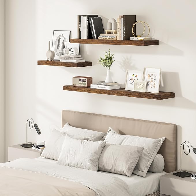 Vivelove 12" Deep Floating Shelves Over Toilet, Farmhouse Rustic Shelves - Image 2