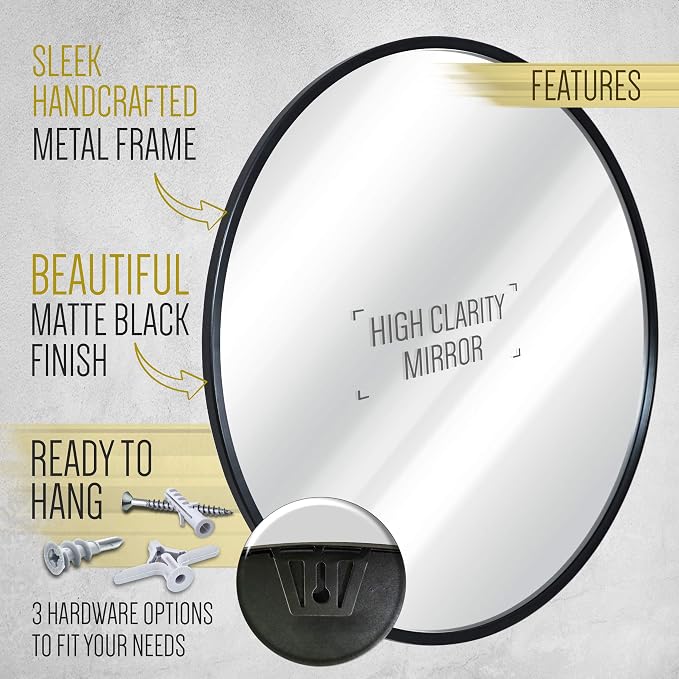 HBCY Creations Round Mirror, Living Room and More, Modern Minimalist Mirror - Image 5