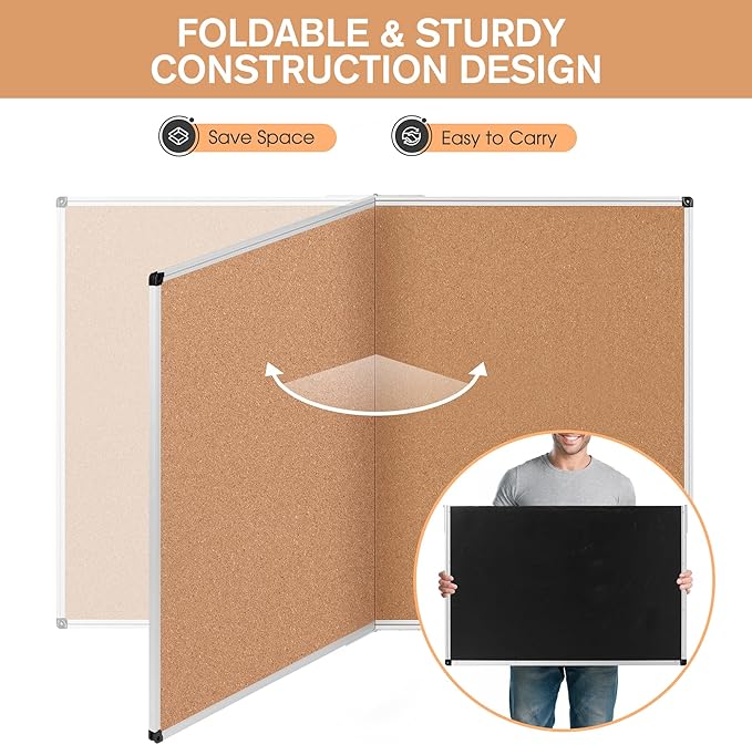 Cork Board Bulletin Board 36 x 48, Foldable Office Board - Image 5