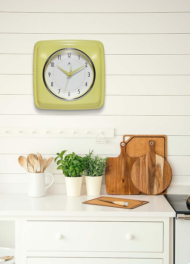 Infinity Instruments Retro Wall Clock – 9-Inch Square, Silent & Non-Ticking – - Image 6