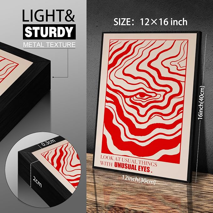 Retro Red Abstract Eye Canvas Wall Art Vintage Hippie Trippy Poster Affirmation - Image 2