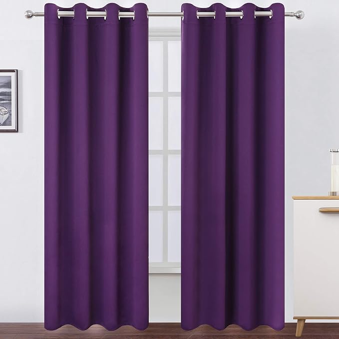 LEMOMO Purple Thermal Blackout Curtains/52 x 95 Inch/Set of 2 Panels Room by Lemomo