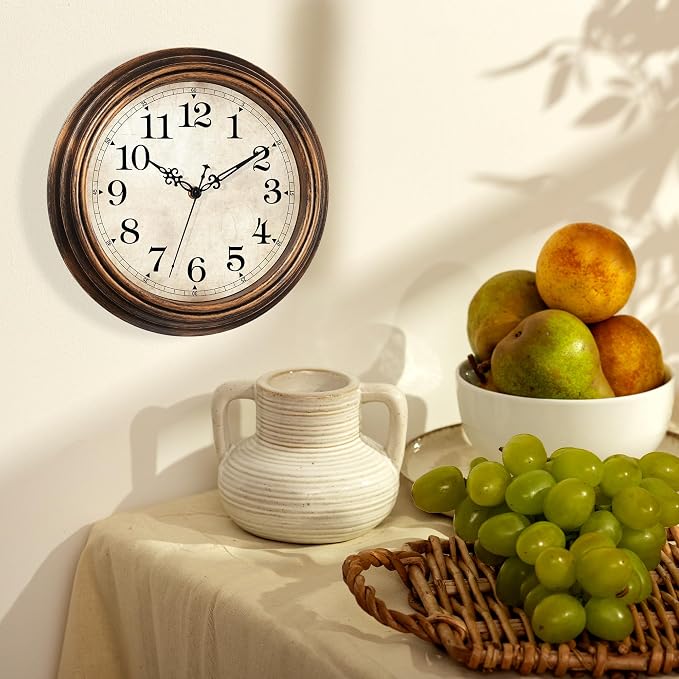 Wall Clock - 12 Inch Vintage Battery Operated - Retro Silent Non Ticking - - Image 3
