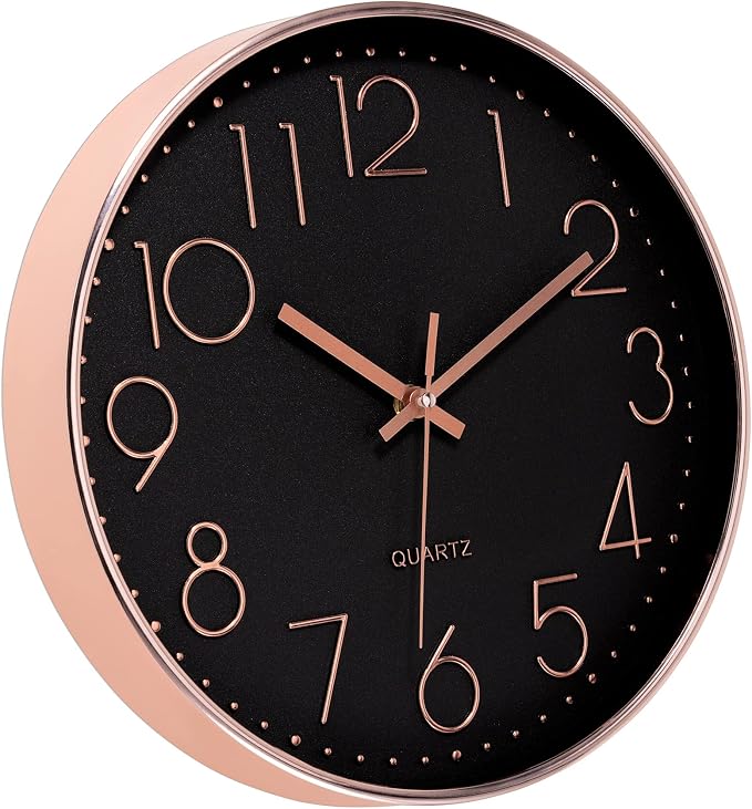 Foxtop Modern Wall Clock 12 Inch Non-Ticking Silent Battery Operated Round - Image 5