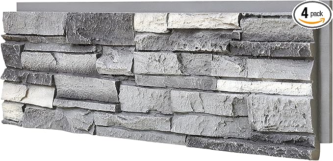 1.77 Inch Deep 3D Faux Stone Panels Stucco Wall Cover Rustic Stone Veneer by Wallwell