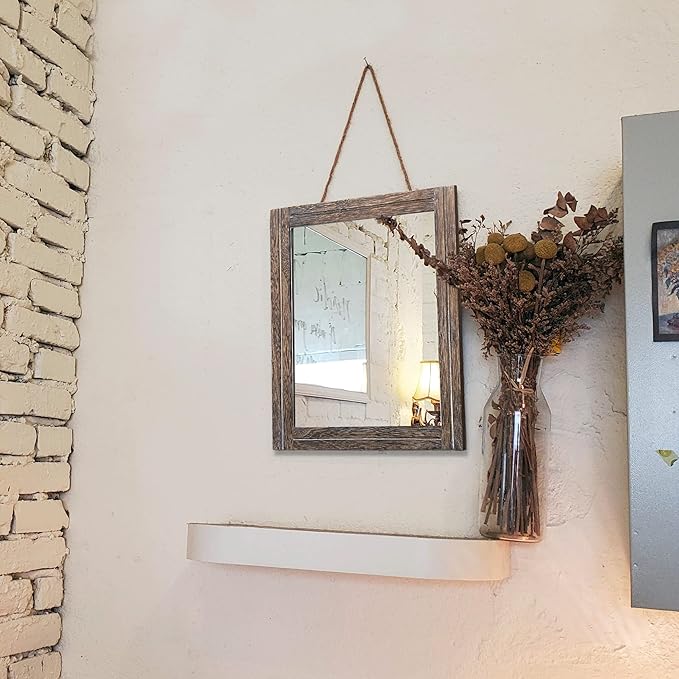 AAZZKANG Mirror with Wood Framed Rectangle Rustic Wall Mirrors Decor - Image 5