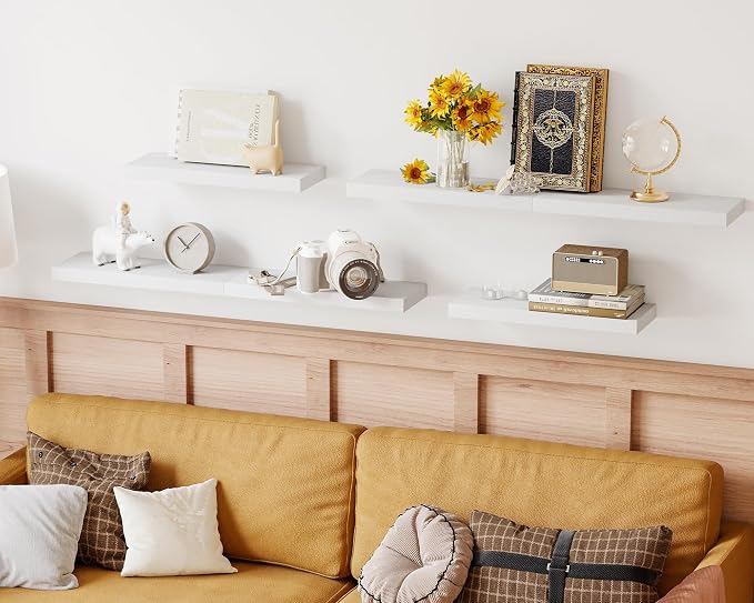 Fixwal White Shelves, 15.8in Floating Shelves, Farmhouse Shelf Wall Decor - Image 6