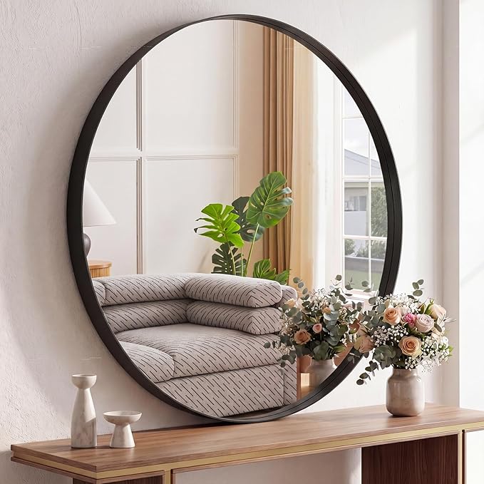 NEWBULIG 30-Inch Round Wall Mirror, Bathroom Wall Circle Mirror by NEWBULIG