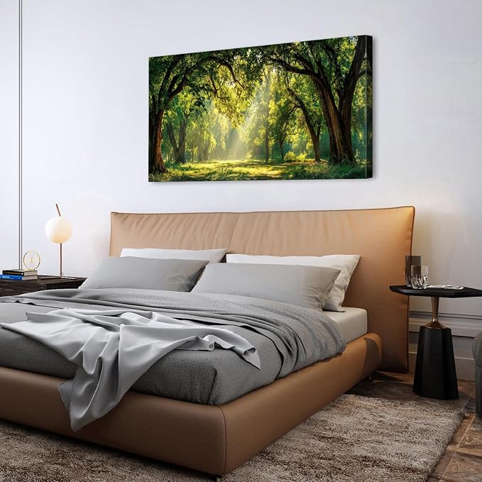 Green Forest Wall Art Panoramic Woodland Landscape Canvas Pictures Nature Wall - Image 5
