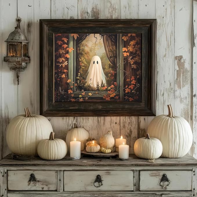 Vodefoad 10Pcs Vintage Halloween Canvas Wall Art Retro Pumpkin Poster Victorian - Image 7