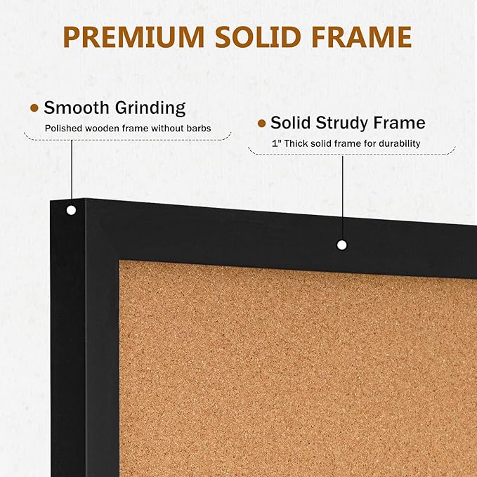 DOLLAR BOSS Cork Board for Wall 36" x 24" Bulletin Board for Wall - Image 3