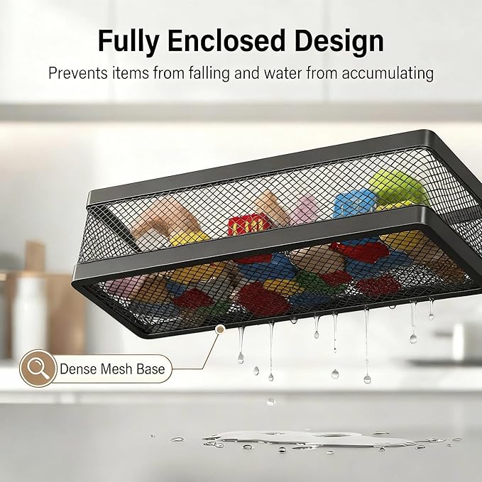 PUSDON 16.5-Inch Extra Long Slim Mesh Shower Caddy, Wall Mounted Bathroom - Image 4