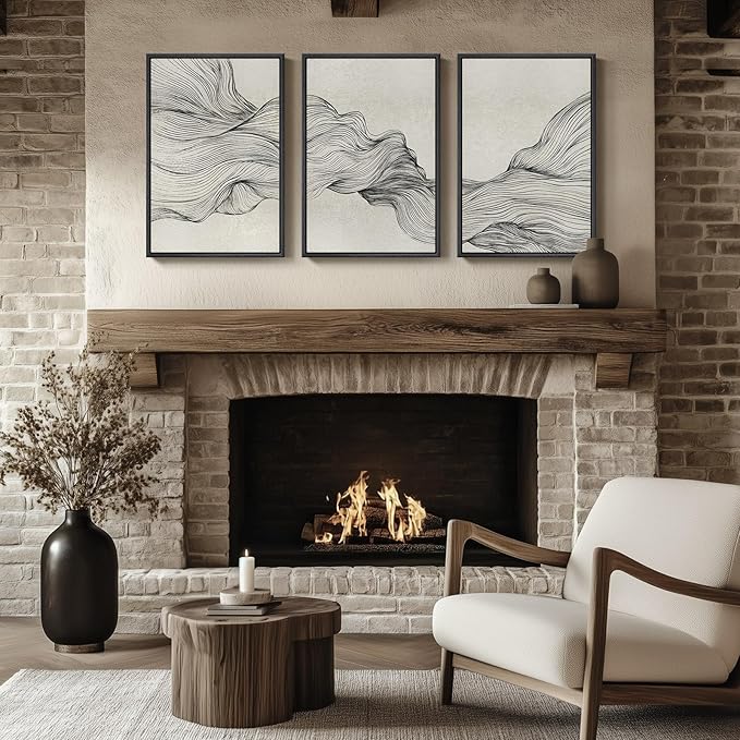 Framed Black and Beige Abstract Wall Art, 3 Piece Modern Canvas Prints - Image 4