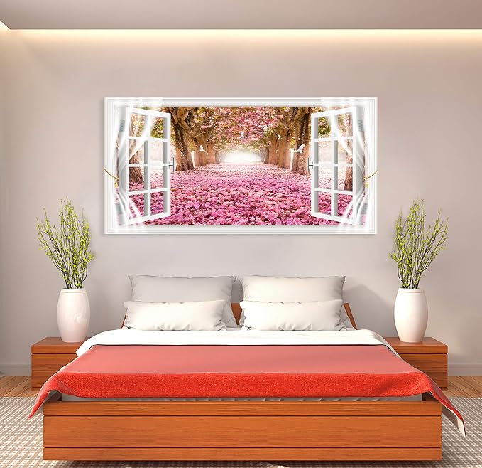 AH40162 Wall Art CanvasTrees and Pink Rose Paintings Printed Pictures Stretched - Image 6