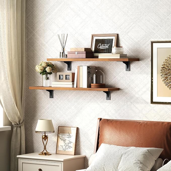 HOOBRO Floating Shelves for Wall, 23.6" Wall Mounted Shelves Set of 2, Hanging - Image 5