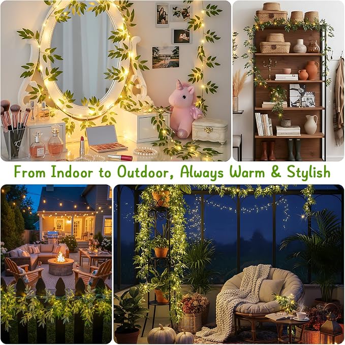 suddus Willow Vine with Fairy Lights Battery Operated, 12ft 40 LED Artificial - Image 4