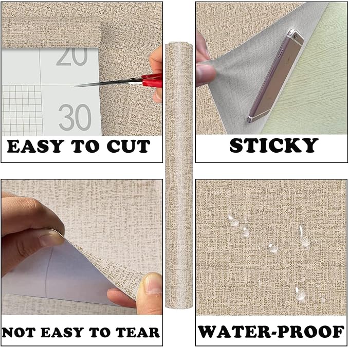 Yancorp 24"x394"/32.8' Textured Fabric Peel and Stick Wallpaper - Image 7