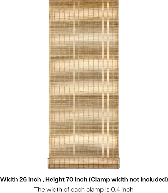 LazBlinds No Tools No Drill Bamboo Roller Shades, Cordless Bamboo Blinds - Image 7
