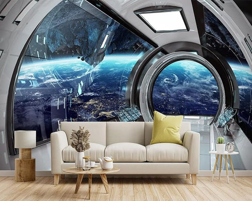 -3D Capsule Space Fabric Wallpaper Living Room Bedroom Bathroom Boys Girls - Image 2